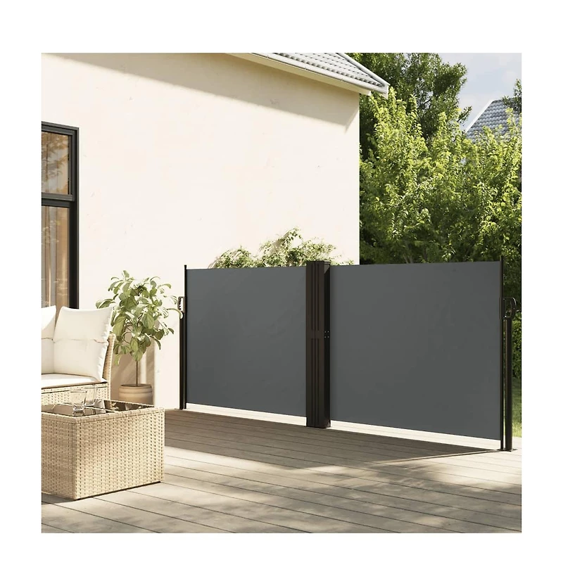 vidaXL Retractable Side Awning Anthracite Polyester with Pu coating