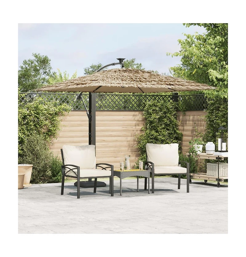 vidaXL Garden Parasol Brown Polyester Large Adjustable Armrests