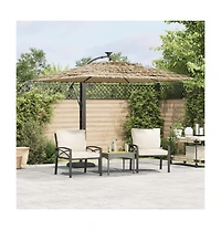 vidaXL Garden Parasol Brown Polyester Large Adjustable Armrests