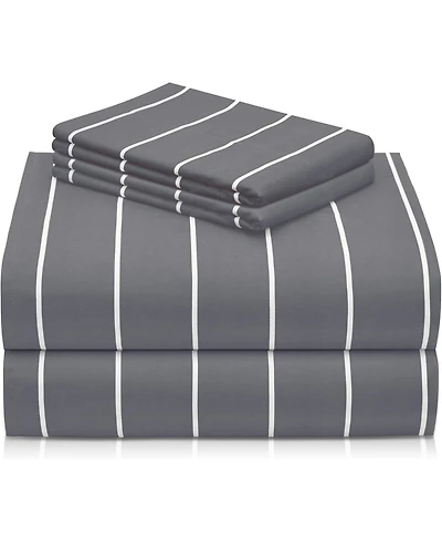 4PC Striped Silky Soft Cooling Deep Pocket Performance Sheet Set - Striped