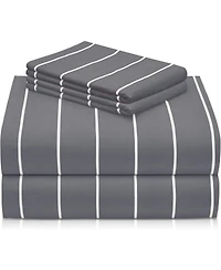 4PC Striped Silky Soft Cooling Deep Pocket Performance Sheet Set - Striped