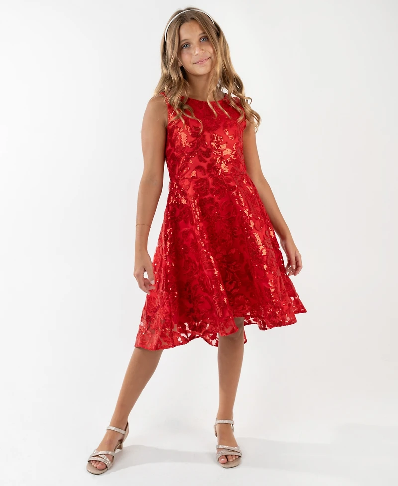 Rare Editions Girls 7-16 Embroidered A-Line Hi-Low Dress