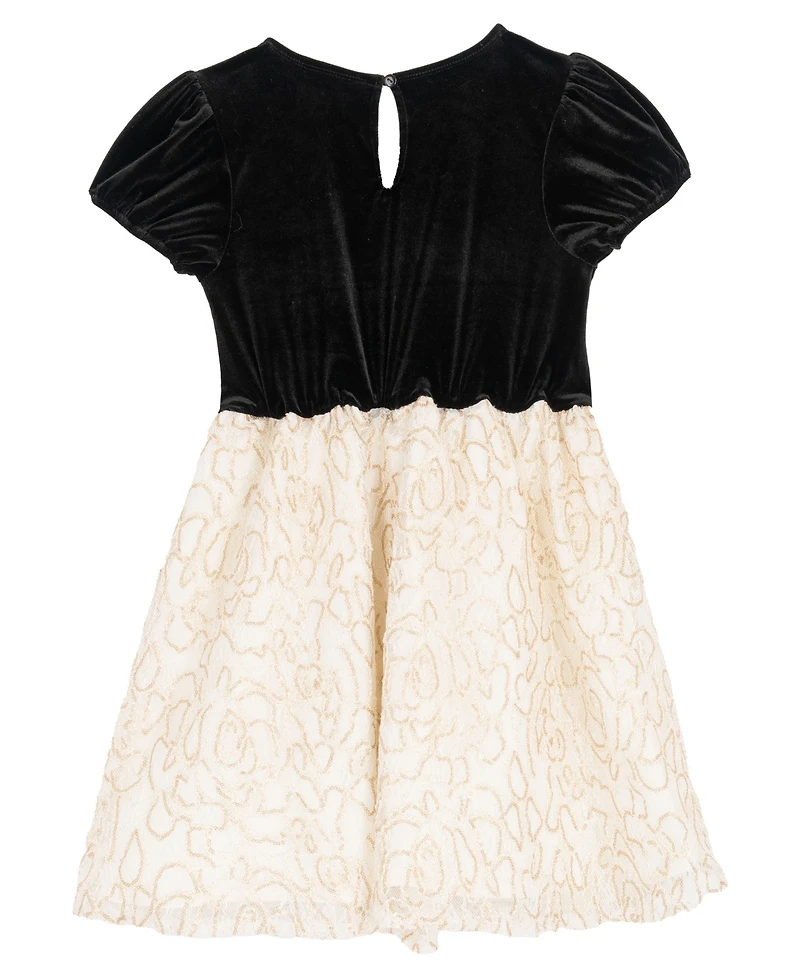 Rare Editions Girls 7-16 Puff Sleeve Lace Dress with Bow