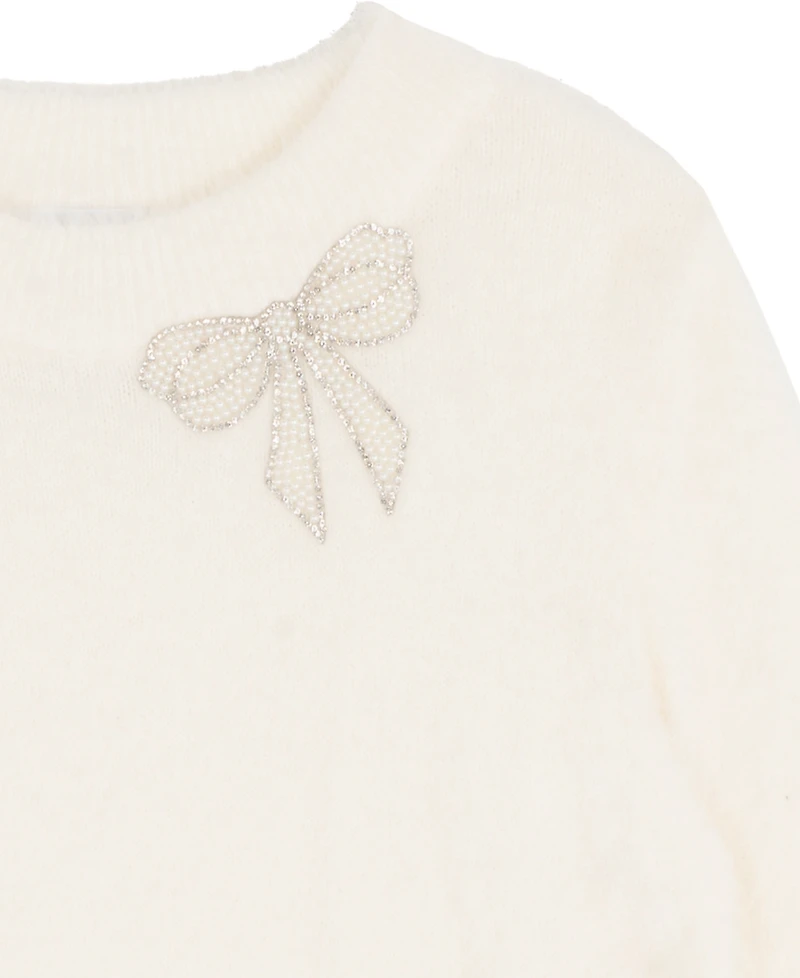 Rare Editions Girls 7-12 2-Piece Bow Embellished Sweater and Skort Set