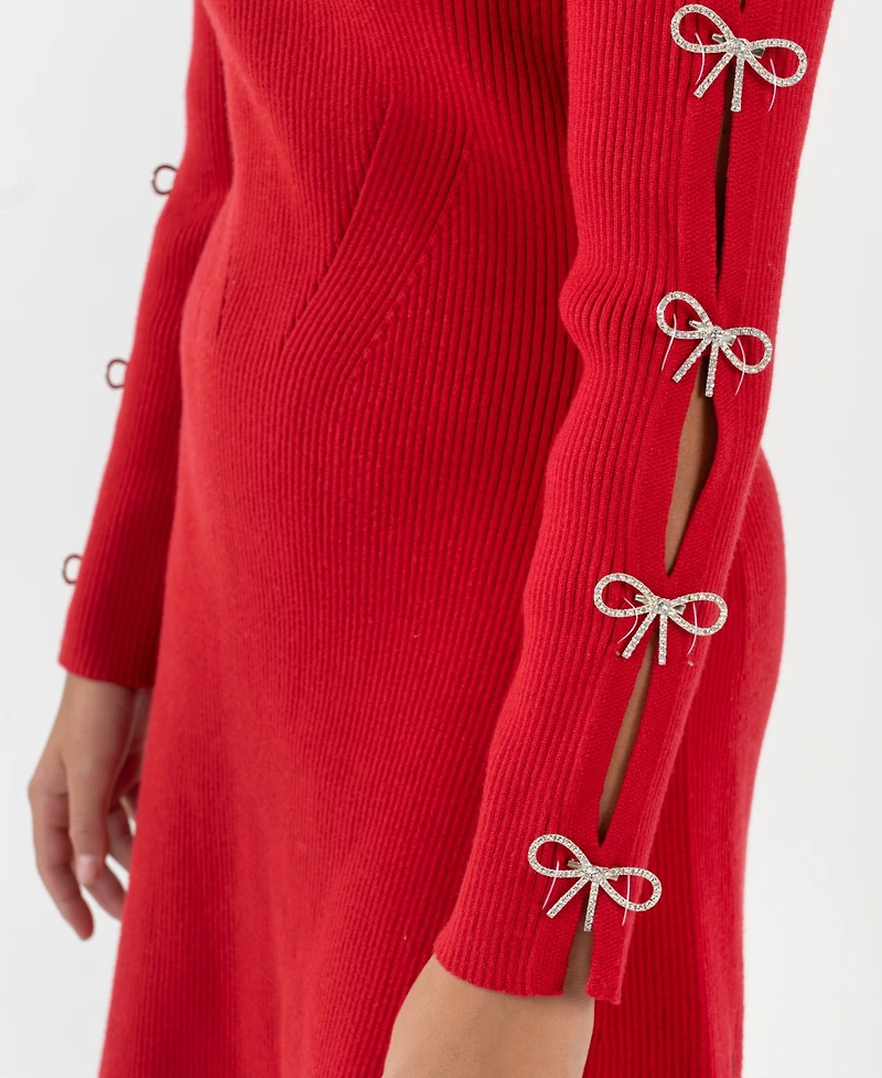 Rare Editions Girls 7-16 Bow Detail Long Sleeve Dress