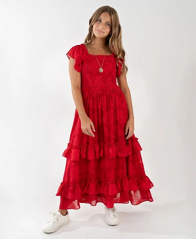 Rare Editions Girls 7-16 Ruffle Detail Tiered Maxi Dress