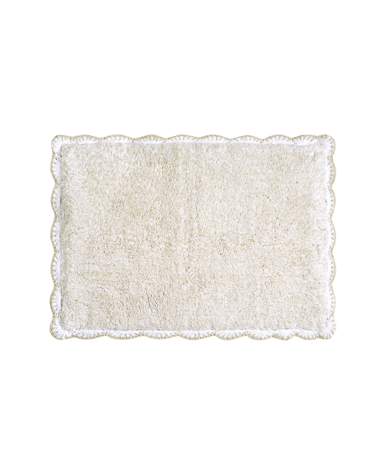 Laura Ashley Heathered Crochet Border Cotton Bath Rug, 17" x 24"