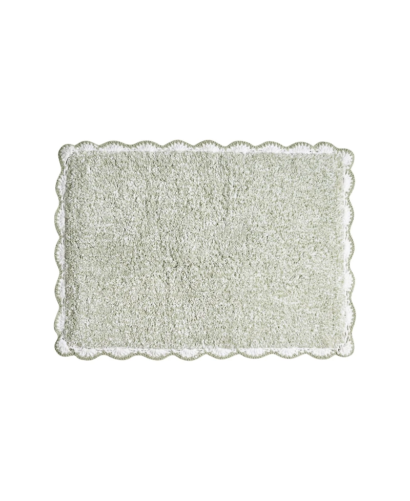 Laura Ashley Heathered Crochet Border Cotton Bath Rug, 17" x 24"