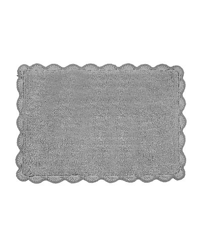 Laura Ashley Heathered Crochet Border Cotton Bath Rug, 17" x 24"