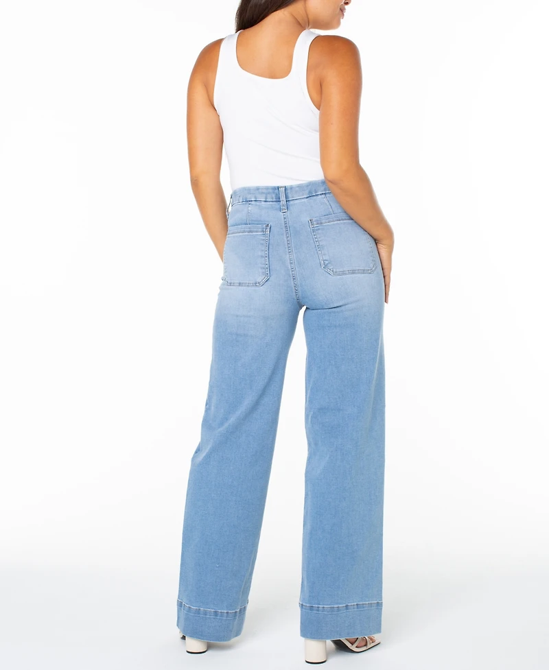 Celebrity Pink Juniors' High-Rise Wide-Leg Patch-Pocket Jeans