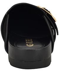 Guess Womens Galavanta Buckle Slip-On Flat Clogs