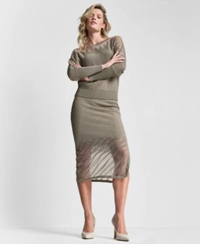 Dkny Womens Ribbed Knit Top Ribbed Midi Skirt