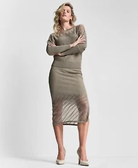 Dkny Womens Ribbed Knit Top Ribbed Midi Skirt