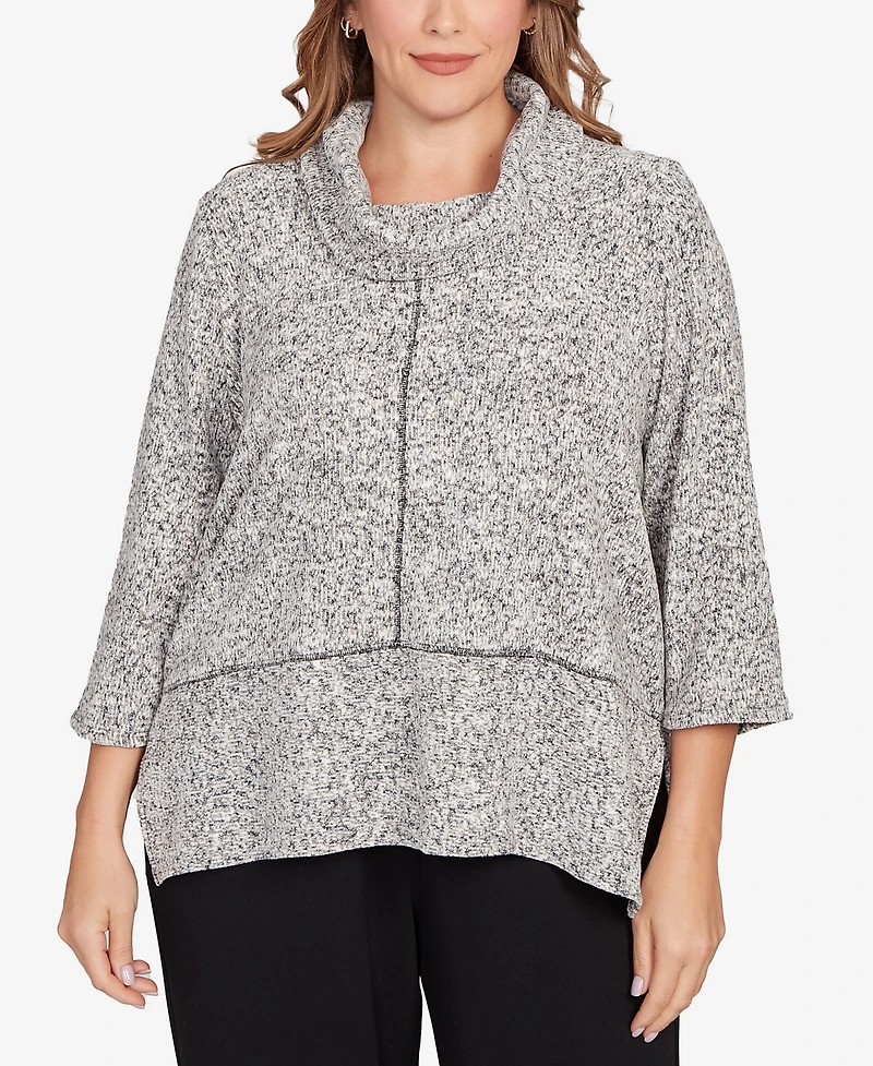 Ruby Rd. Plus Cowl Neck Spacedye Chenille Knit Top
