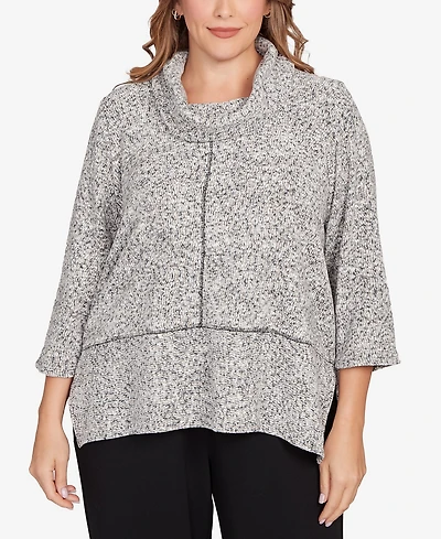 Ruby Rd. Plus Cowl Neck Spacedye Chenille Knit Top
