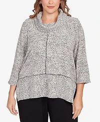 Ruby Rd. Plus Cowl Neck Spacedye Chenille Knit Top