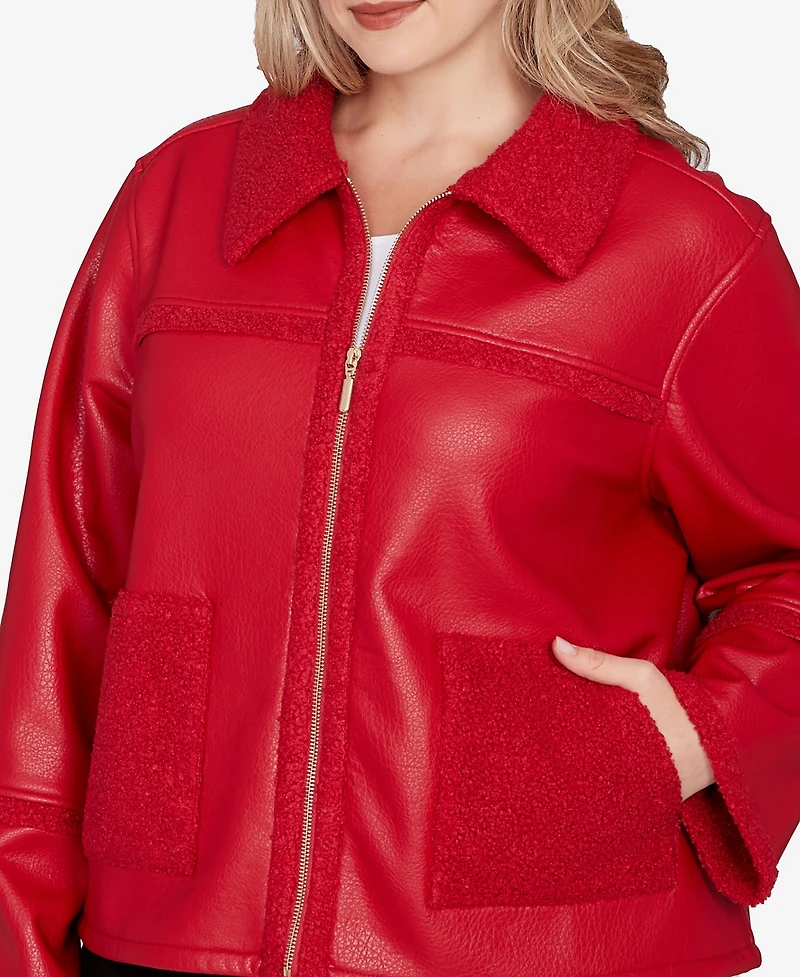 Ruby Rd. Plus Shearling Zipper Front Jacket