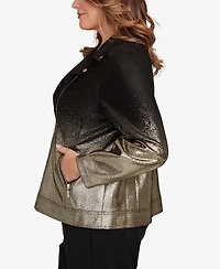 Ruby Rd. Plus Metallic Zipper Closure Jacket