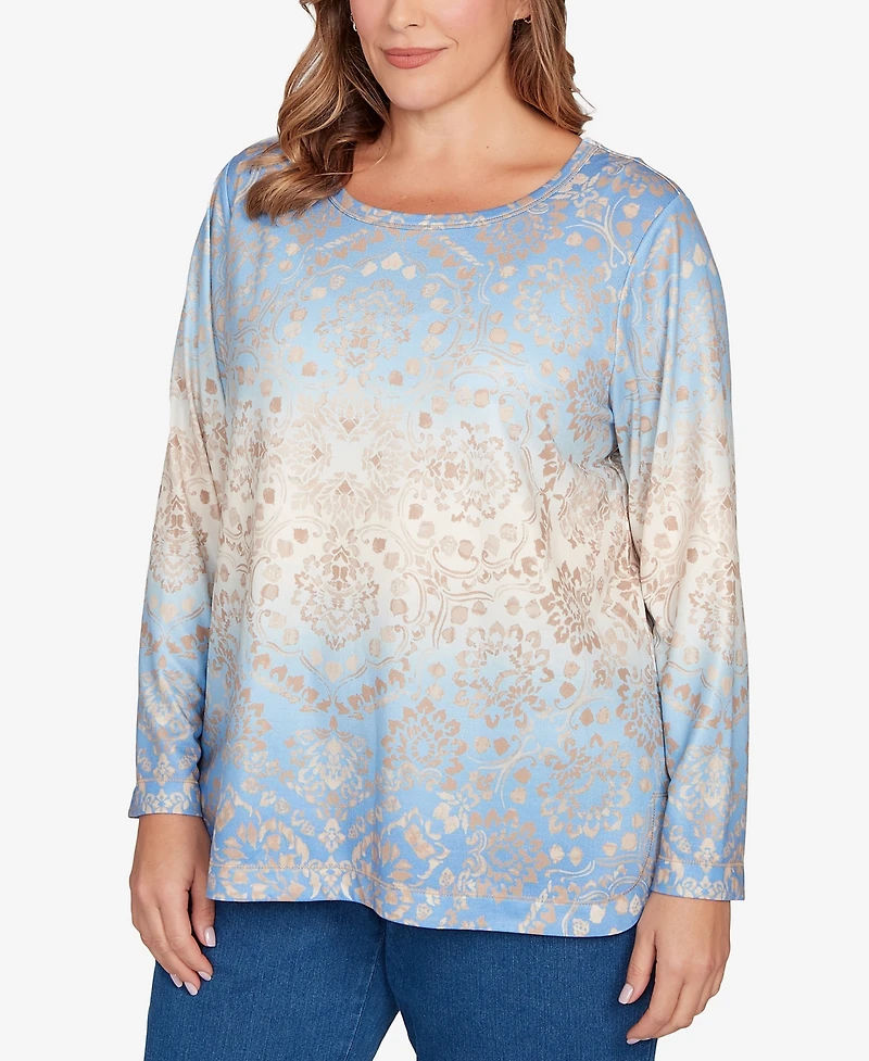 Ruby Rd. Plus Brushed Medallion Hatchi Knit Top