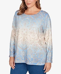 Ruby Rd. Plus Brushed Medallion Hatchi Knit Top