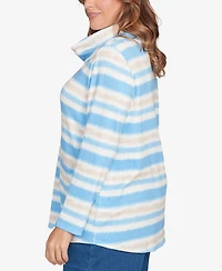 Ruby Rd. Plus Ribbed Stripe Patch Pocket Knit Top