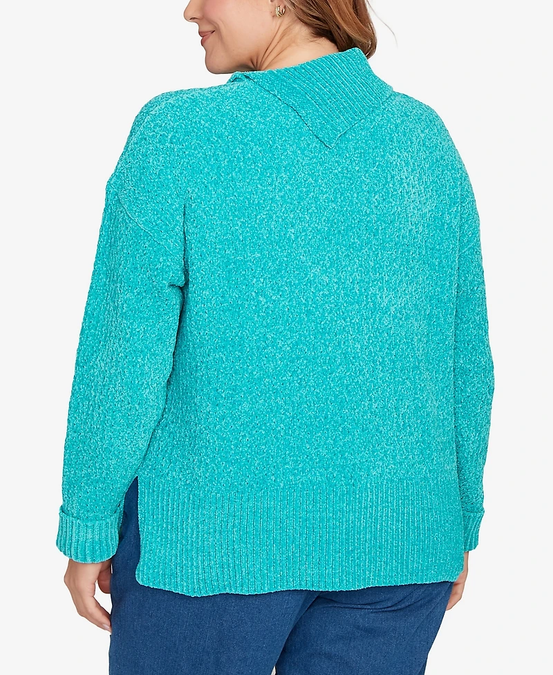 Ruby Rd. Plus Split Cowl Chenille Pullover Sweater