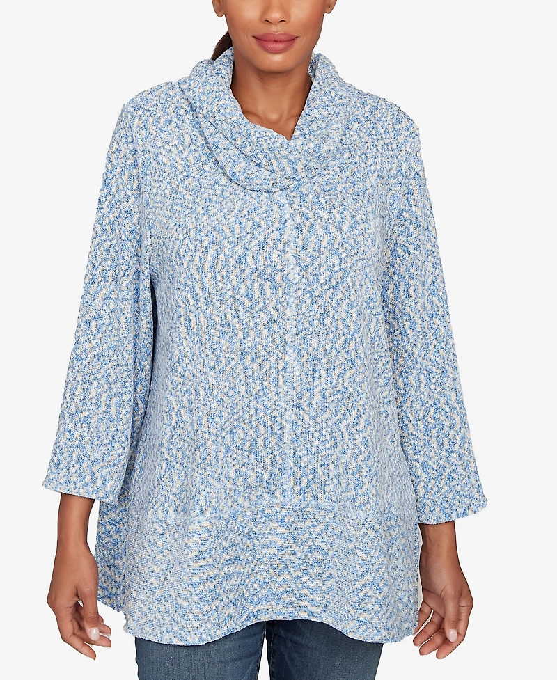 Ruby Rd. Plus Cowl Neck Spacedye Chenille Knit Top