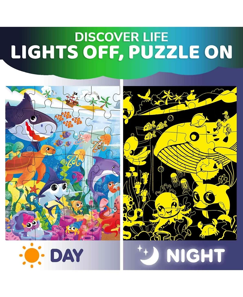 Quokka 2x3 Ft Glow the Dark Floor Puzzle for Kids Ages 4-8