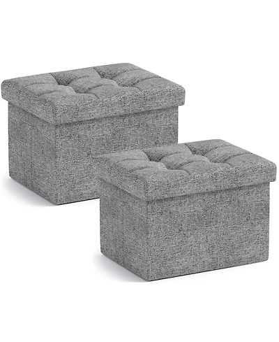 Ornavo Home Set of 2 Collapsible Rectangle Small Storage Ottoman