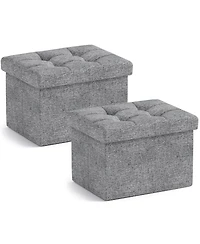 Ornavo Home Set of 2 Collapsible Rectangle Small Storage Ottoman