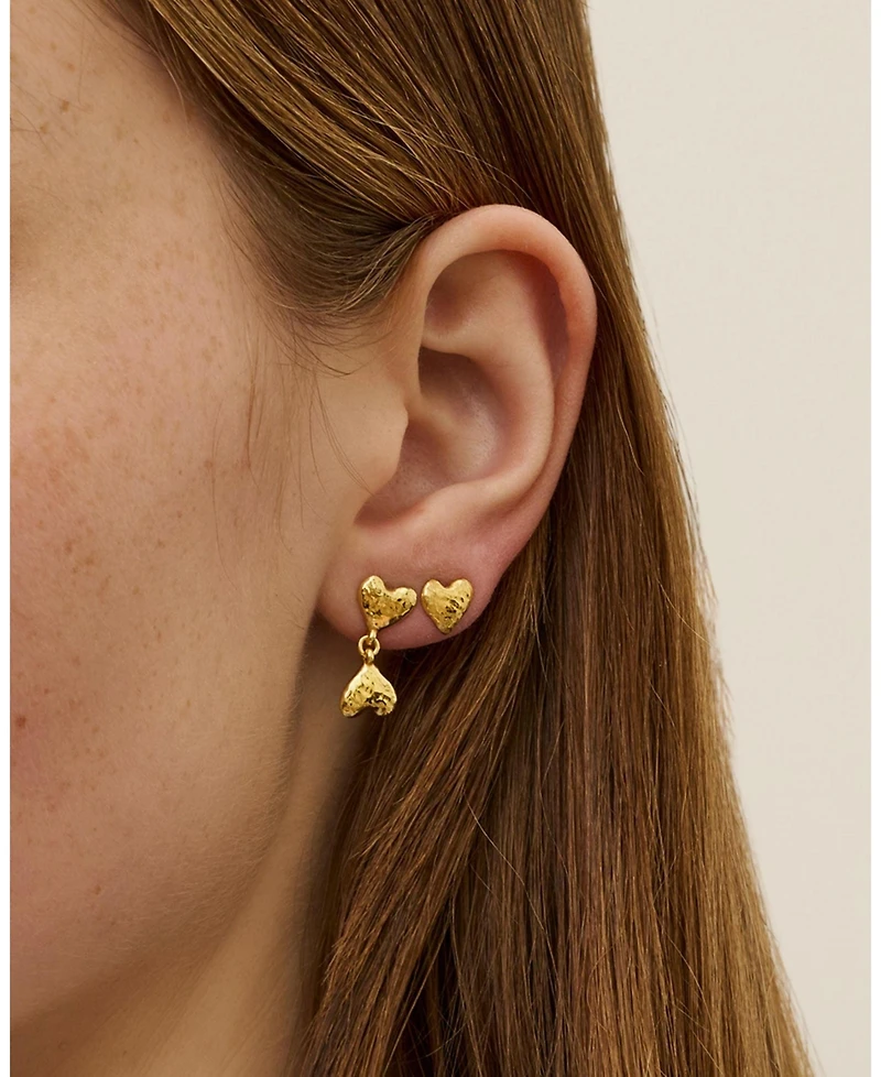 Ottoman Hands Hammered Heart Studs