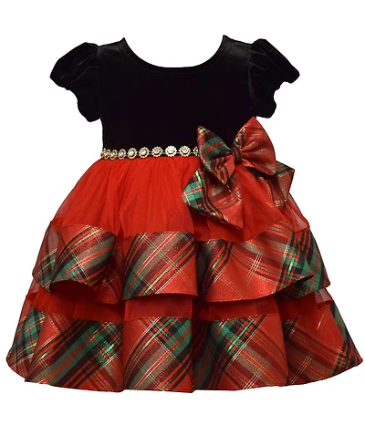 Bonnie Baby Girls Tiered Plaid Dress