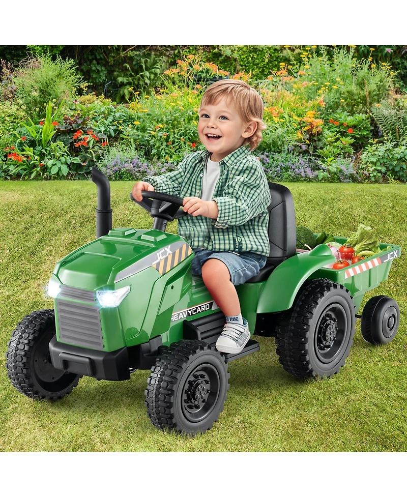 Gymax 2-in-1 Kids Ride On Tractor 12V Battery Powered Toy Car w/ Remote Control Grayish
