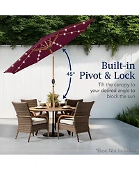 Best Choice Products 10ft Solar Led Lighted Outdoor Woodgrain Pattern Steel Market Patio Umbrella