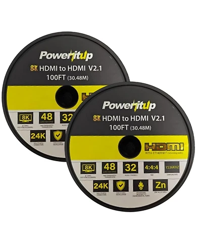 Power It Up 100 ft. 8K Hdmi 2.1 Ultra High Speed Active Optical Cable (2-Pack)