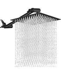 Rainsken 10" Square Rainfall & High Pressure Stainless Steel Bath Shower Head Matte Black