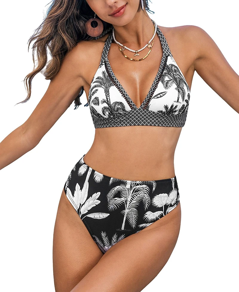 Cupshe Women's Island Shadows Dd+ Bikini Set