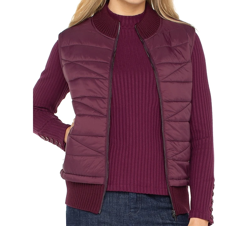 Liverpool Los Angeles Women's Quilted Zip-Front Sweater Vest