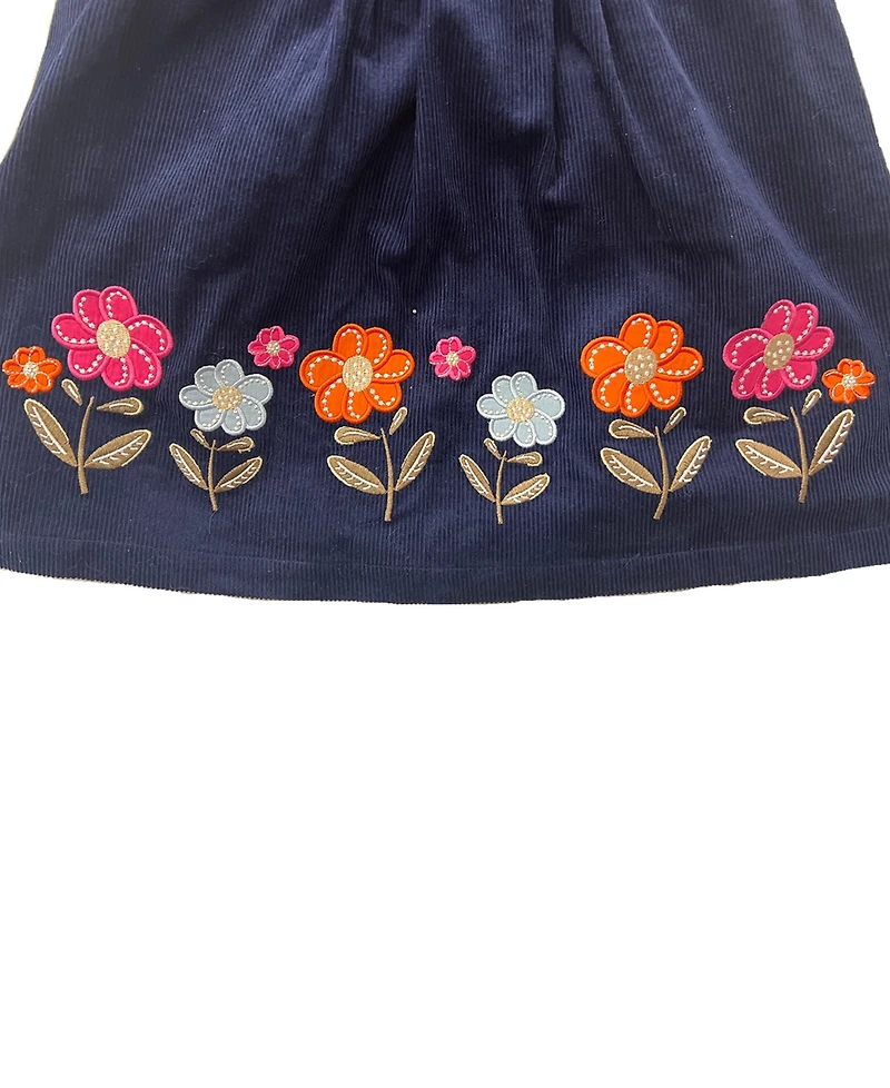 Blueberi Boulevard Girls 2T-6X 3 Piece Floral Top, Bow Beret and Border Ribbed Jumper Set