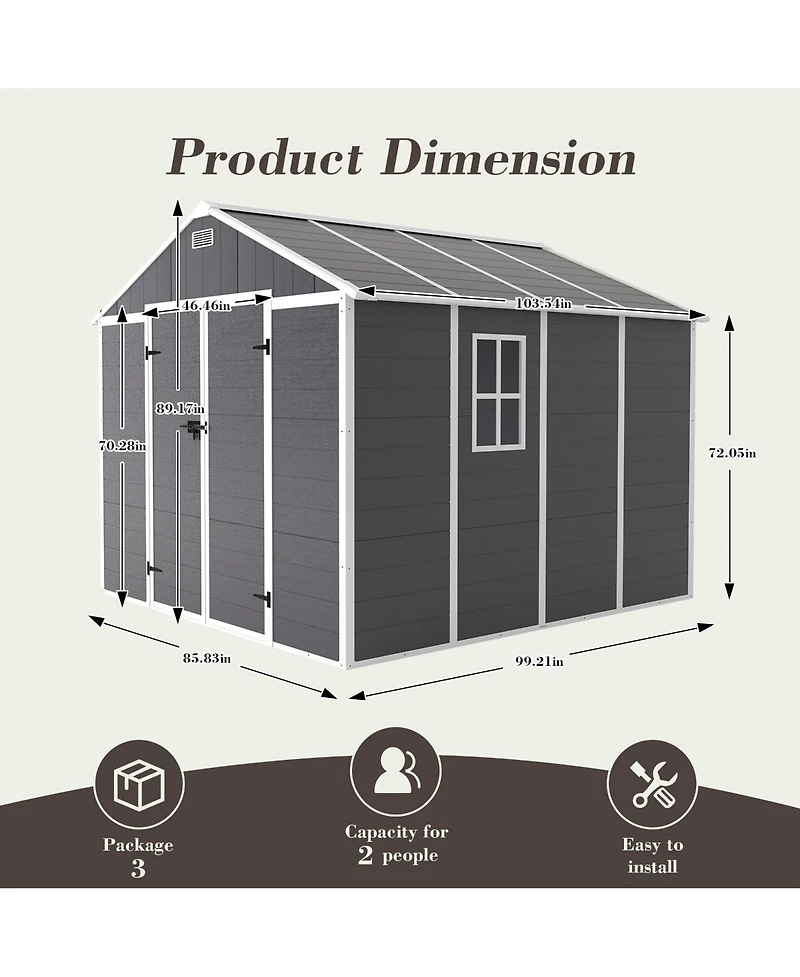Mondawe 10x12ft Metal Storage Shed, Outdoor Garden Utility Shed with Windows & Protective Film