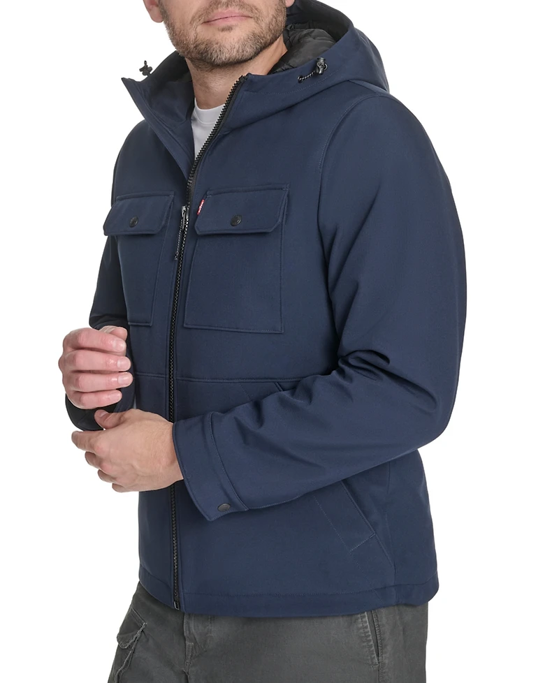 Levi's Men's Rib Stop Softshell with Hood Jacket
