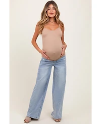 Pinkblush Maternity Light Blue Lightly Distressed Wide Leg Jeans