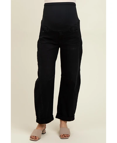 Pinkblush Maternity Black Rolled Cuff Barrel Leg Jeans
