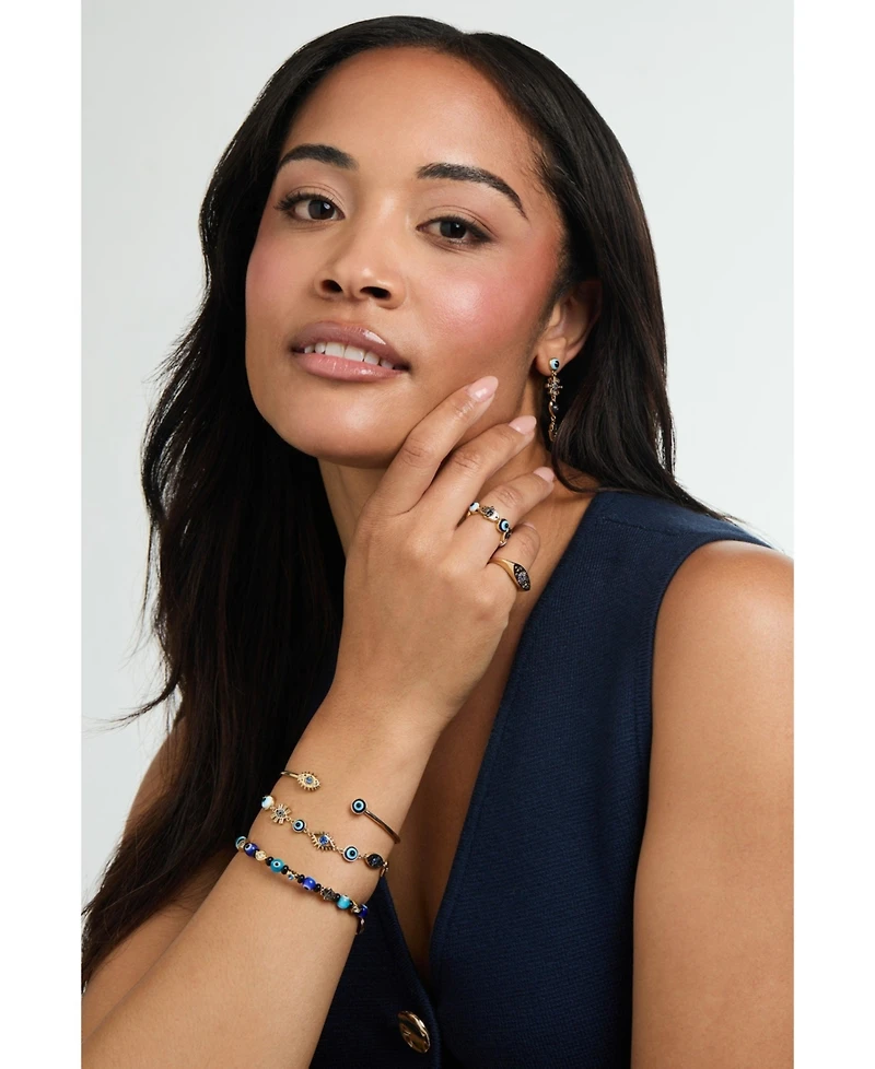 Evil Eye Beaded Bangle Bracelet