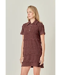 English Factory Women's Stretched Embo Textured Mini Dress