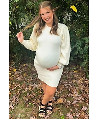 Pinkblush Maternity Camel Bubble Sleeve Sweater Dress