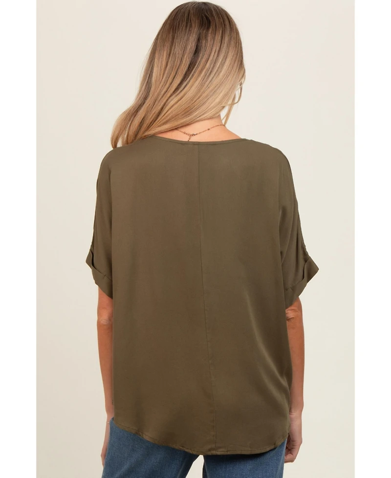 Pinkblush Maternity Olive V-Neck Pin-Tuck Detail Top