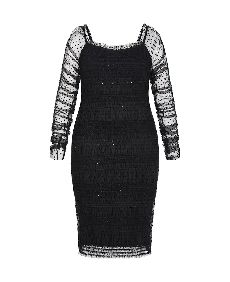 City Chic Women's Sofie Dobby Spot Midi Dress
