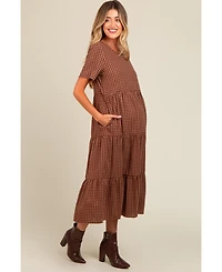 Pinkblush Maternity Black Gingham Tiered Midi Dress