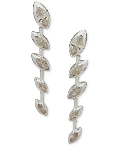 Anne Klein Cubic Zirconia Navette Stationed Linear Earrings